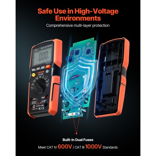Digital Multimeter 6000Count TRMS DCAC Voltmeter Current Tester