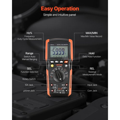 Digital Multimeter 6000Count TRMS DCAC Voltmeter Current Tester