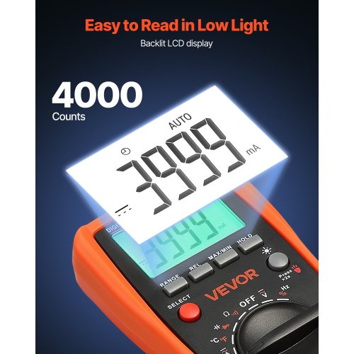 Digital Multimeter 4000Count TRMS DCAC Voltmeter Current Tester