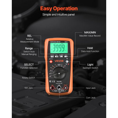 Digital Multimeter 4000Count TRMS DCAC Voltmeter Current Tester