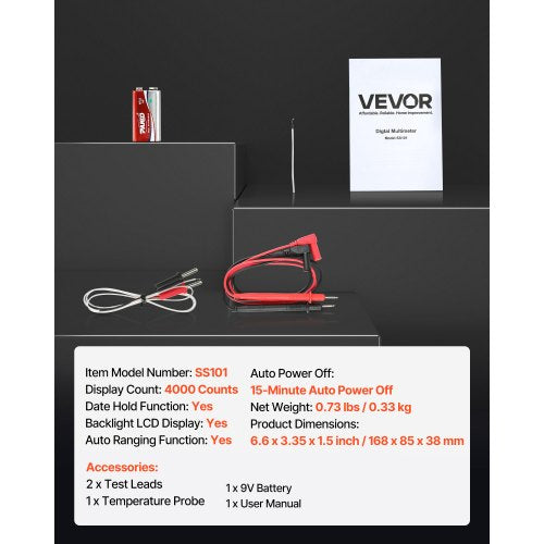 Digital Multimeter 4000Count TRMS DCAC Voltmeter Current Tester
