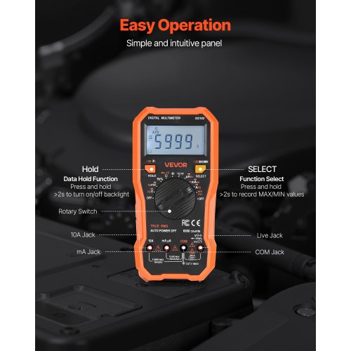 Digital Multimeter 6000Count TRMS DCAC Voltmeter Current Tester 1