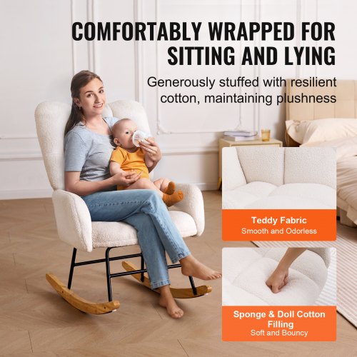 Rocking Chair Nursery Glider Rocking Chair with Soft Seat and High