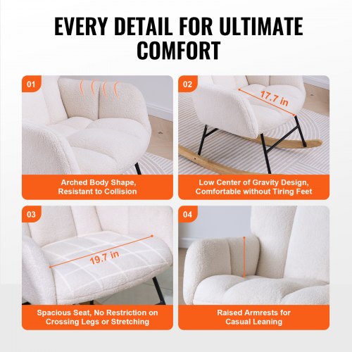 Rocking Chair Nursery Glider Rocking Chair with Soft Seat and High