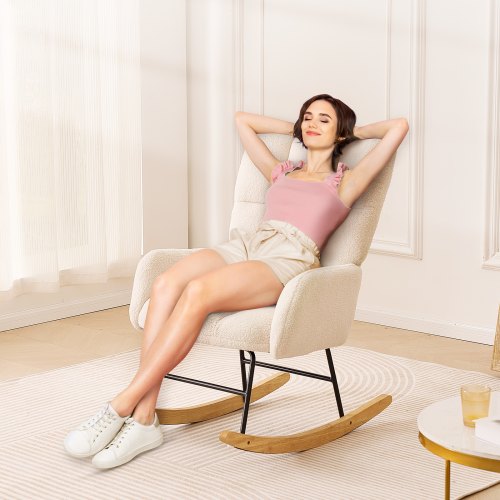 Rocking Chair Nursery Glider Rocking Chair with Soft Seat and High