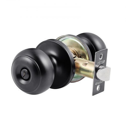 6 Pack Black Door Knobs Privacy Door Knob with Round Ball Keyless Exterior