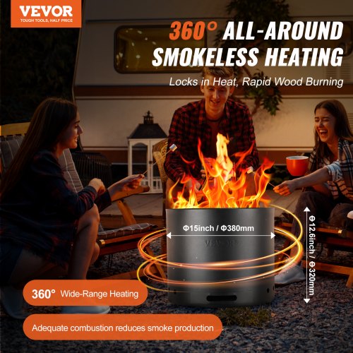 Smokeless Fire Pit Stove Bonfire H 12.6 in x Dia 15 inWood Burning