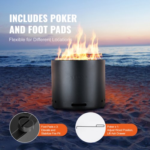 Smokeless Fire Pit Stove Bonfire H 12.6 in x Dia 15 inWood Burning