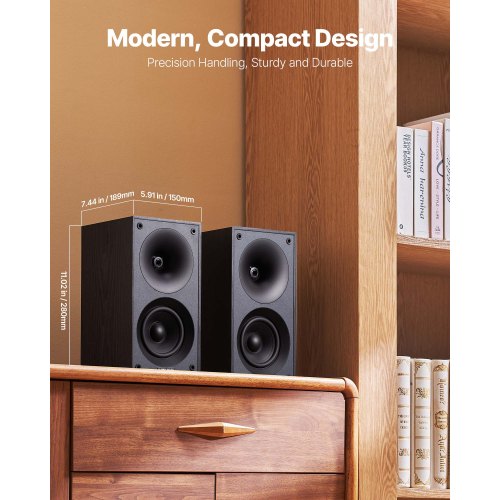 Passive Bookshelf Speaker 300W Book Shelf Stereo Speakers with 4Inch