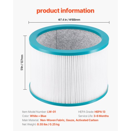 Replacement Filter for Tower Fan MultiLayers Air Purifier Filter