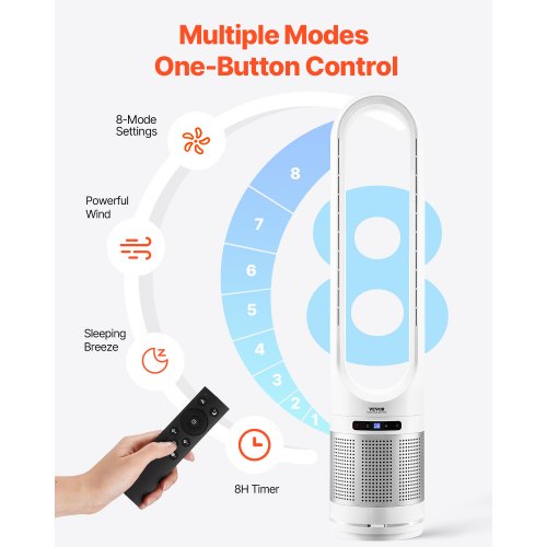 Tower Fan Bladeless 154fts Velocity Floor Fan that Blows Cold Air 80°