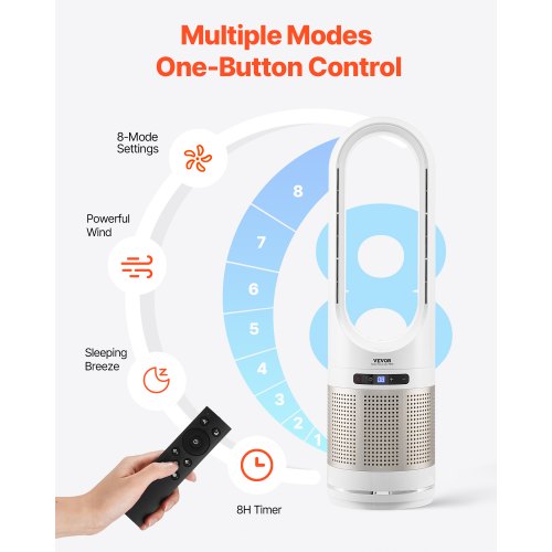 Tower Fan Bladeless 164fts Velocity Floor Fan that Blows Cold Air 80°