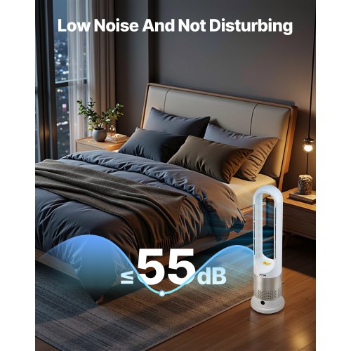 Tower Fan Bladeless 16 fts Velocity Quiet Floor Fan that Blows Cold