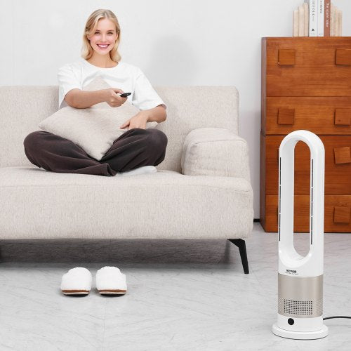 Tower Fan Bladeless 16 fts Velocity Quiet Floor Fan that Blows Cold