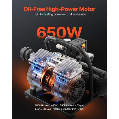 Air Compressor 1 Gallon Steel Tank 1HP 15 CFM 90PSI Oil Free Air