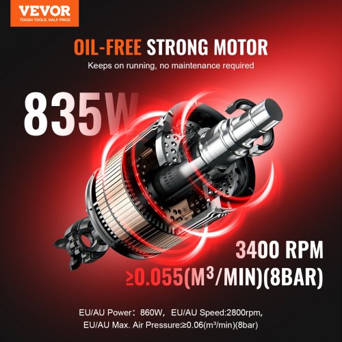 Air Compressor Compact Portable Oil Free Compressor 2 Gallon 8bar