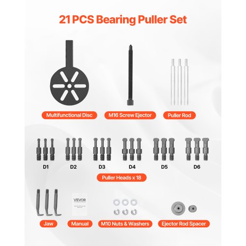 21in1 Bearing Puller Set 21 PCS 3Jaw Hook Puller for Internal External