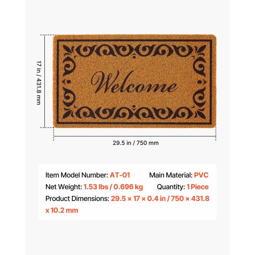 Door Mat Welcome Doormat for Outdoor Entrance 295 x 17 AllWeather Faux