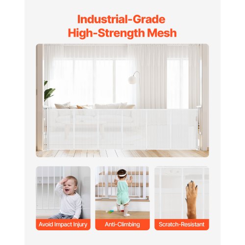 Retractable Baby Gate 34 inch Tall Extends up to 110 inch Wide