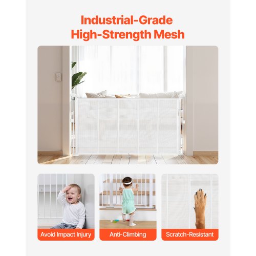 Retractable Baby Gate 34 inch Tall Extends up to 55 inch Wide Retractable