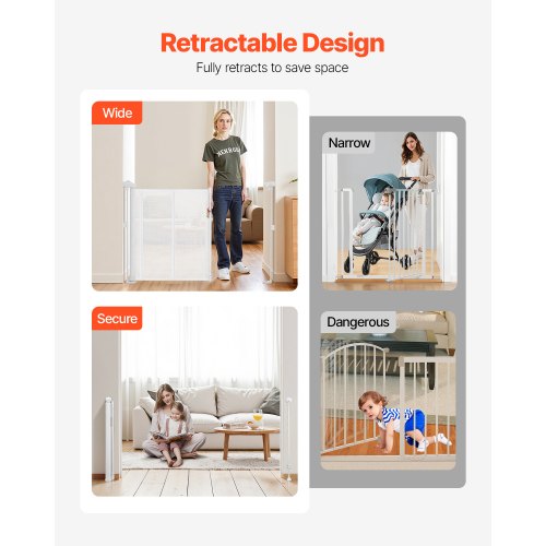 Retractable Baby Gate 34 inch Tall Extends up to 55 inch Wide Retractable