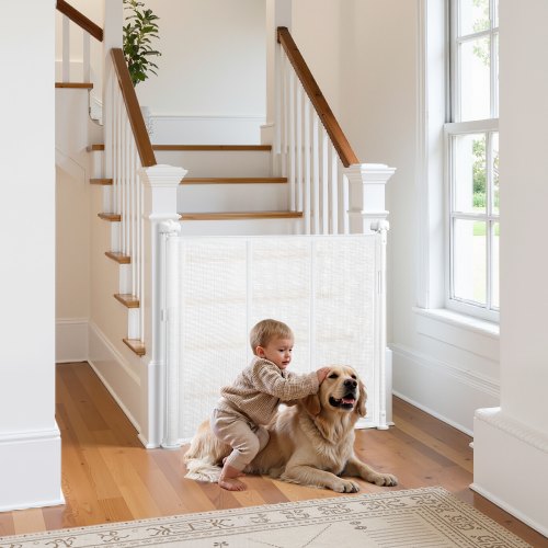Retractable Baby Gate 34 inch Tall Extends up to 55 inch Wide Retractable