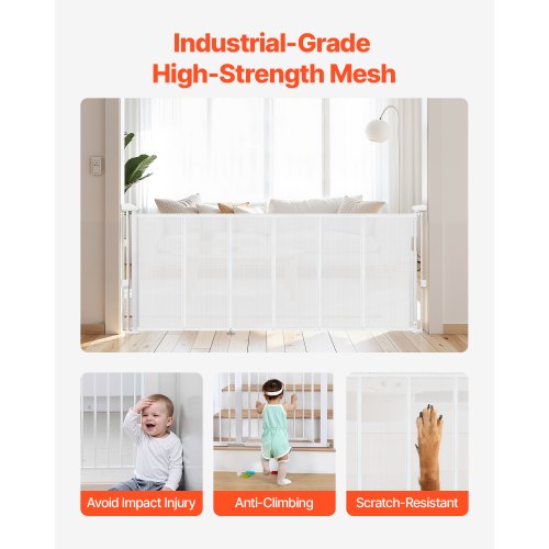 Retractable Baby Gate 34 inch Tall Extends up to 71 inch Wide Retractable