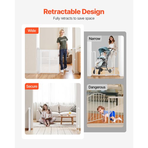 Retractable Baby Gate 34 inch Tall Extends up to 71 inch Wide Retractable