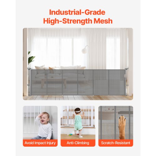 Retractable Baby Gate 34 inch Tall Extends up to 110 inch Wide 1