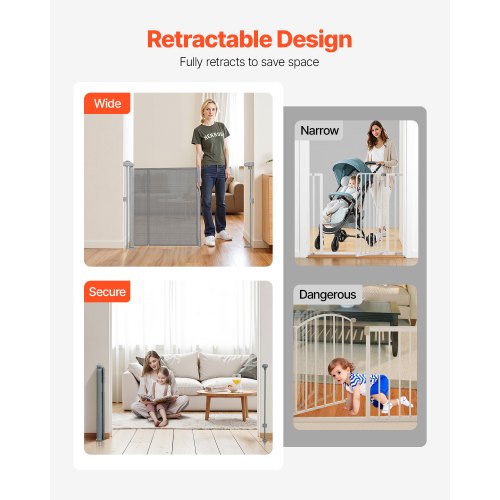 Retractable Baby Gate 34 inch Tall Extends up to 110 inch Wide 1