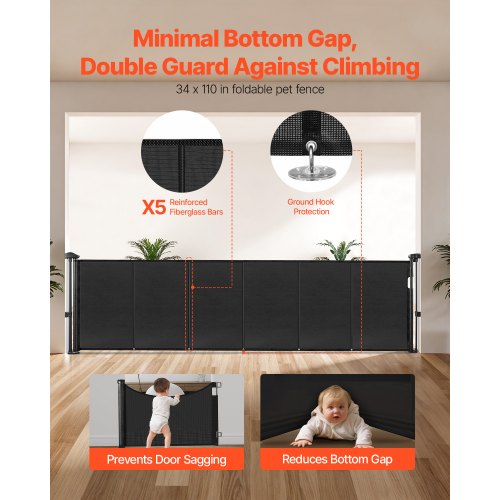 Retractable Baby Gate 34 inch Tall Extends up to 110 inch Wide 2