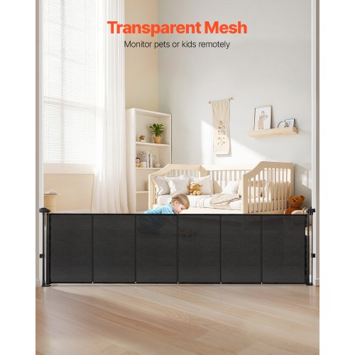 Retractable Baby Gate 34 inch Tall Extends up to 110 inch Wide 2
