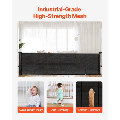 Retractable Baby Gate 34 inch Tall Extends up to 110 inch Wide 2