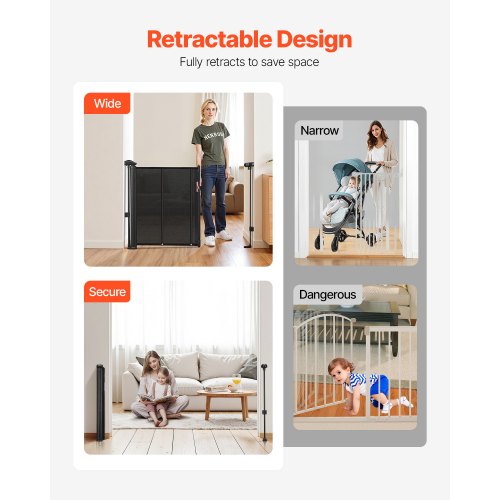 Retractable Baby Gate 34 inch Tall Extends up to 110 inch Wide 2