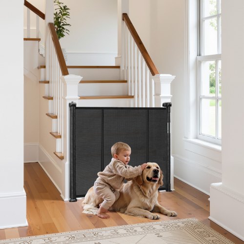 Retractable Baby Gate 34 inch Tall Extends up to 110 inch Wide 2