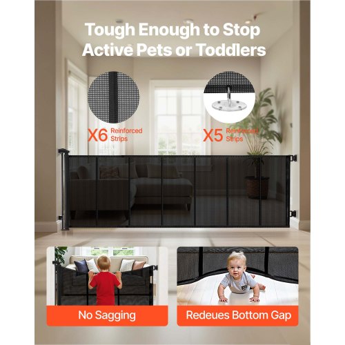 Retractable Baby Gate Extends to 120 inch Extra Wide 38.5 inch Tall