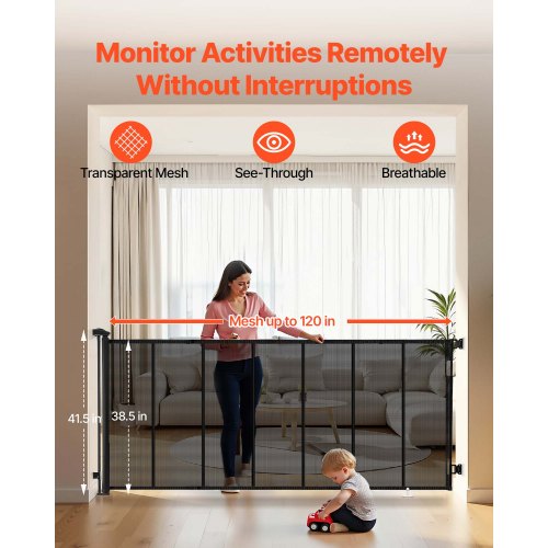 Retractable Baby Gate Extends to 120 inch Extra Wide 38.5 inch Tall