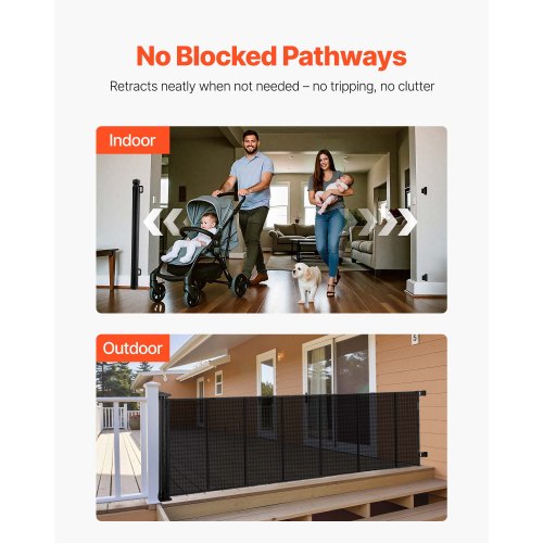 Retractable Baby Gate Extends to 120 inch Extra Wide 38.5 inch Tall