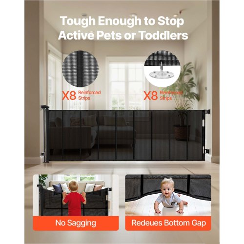 Retractable Baby Gate Extends to 163.3 inch Extra Wide 39 inch Tall