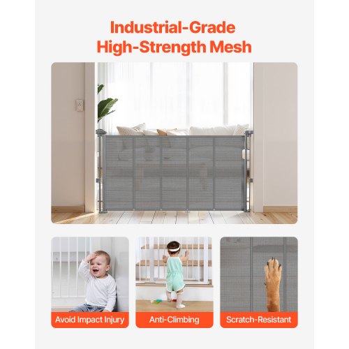 Retractable Baby Gate 34 inch Tall Extends up to 55 inch Wide Retractable