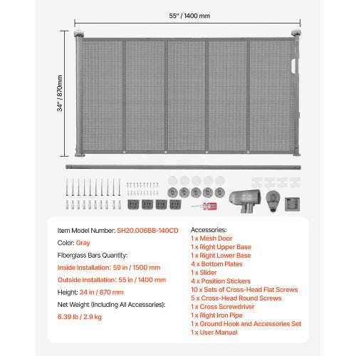 Retractable Baby Gate 34 inch Tall Extends up to 55 inch Wide Retractable