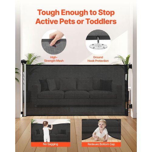 Retractable Baby Gate Extends to 56.3 inch Wide 31.3 inch Tall with Security Lock 1