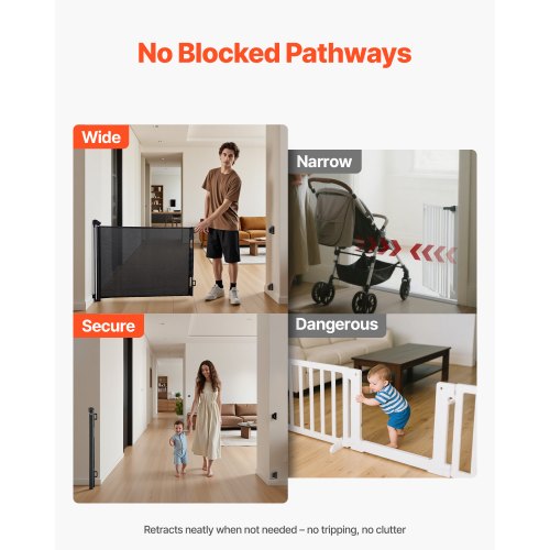 Retractable Baby Gate Extends to 56.3 inch Wide 31.3 inch Tall with Security Lock 1