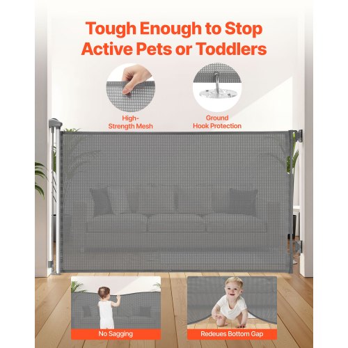 Retractable Baby Gate Extends to 57 inch Wide 38.5 inch Tall with Security Lock 1