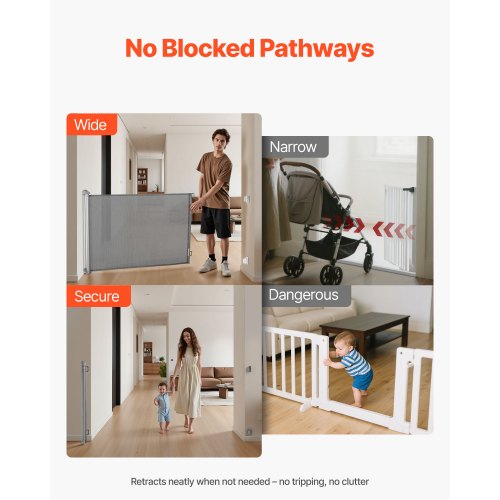 Retractable Baby Gate Extends to 57 inch Wide 38.5 inch Tall with Security Lock 1