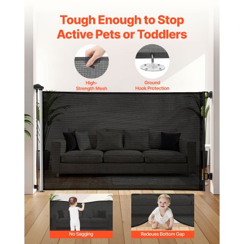 Retractable Baby Gate Extends to 57 inch Wide 38.5 inch Tall with Security Lock 2