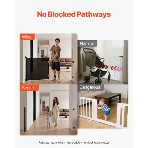 Retractable Baby Gate Extends to 57 inch Wide 38.5 inch Tall with Security Lock 2