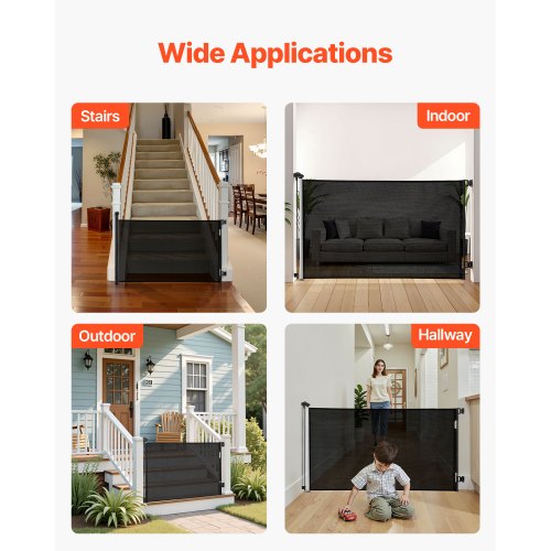 Retractable Baby Gate Extends to 57 inch Wide 38.5 inch Tall with Security Lock 2