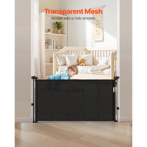 Retractable Baby Gate 34 inch Tall Extends up to 55 inch Wide Retractable 1