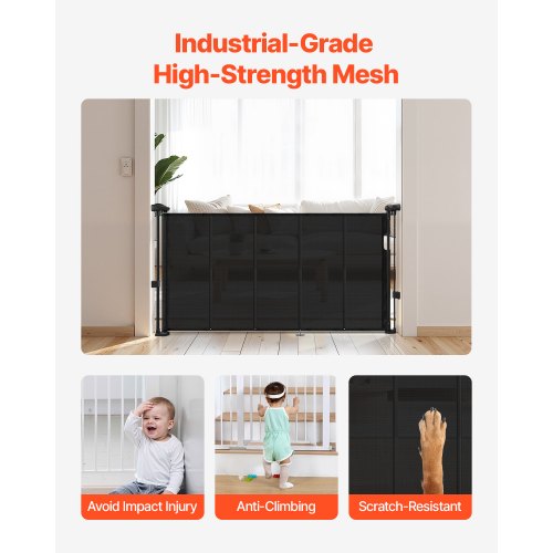 Retractable Baby Gate 34 inch Tall Extends up to 55 inch Wide Retractable 1